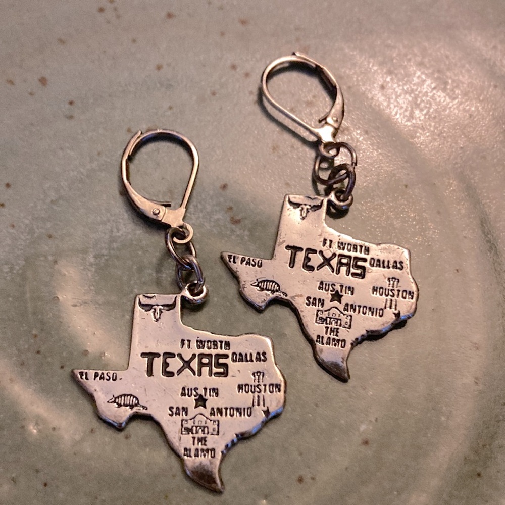 Texas Map Sterling Silver Dangles - image 1